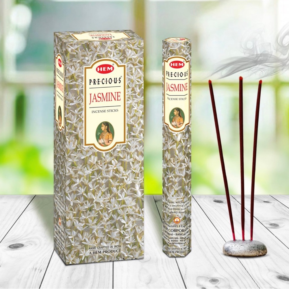 HEM Precious Jasmine Black Incense Stick (120 Sticks) Agarbatti for Puja Home